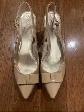 Lilly Pulitzer Nude Slingback Pump Size 9 Bow Detail